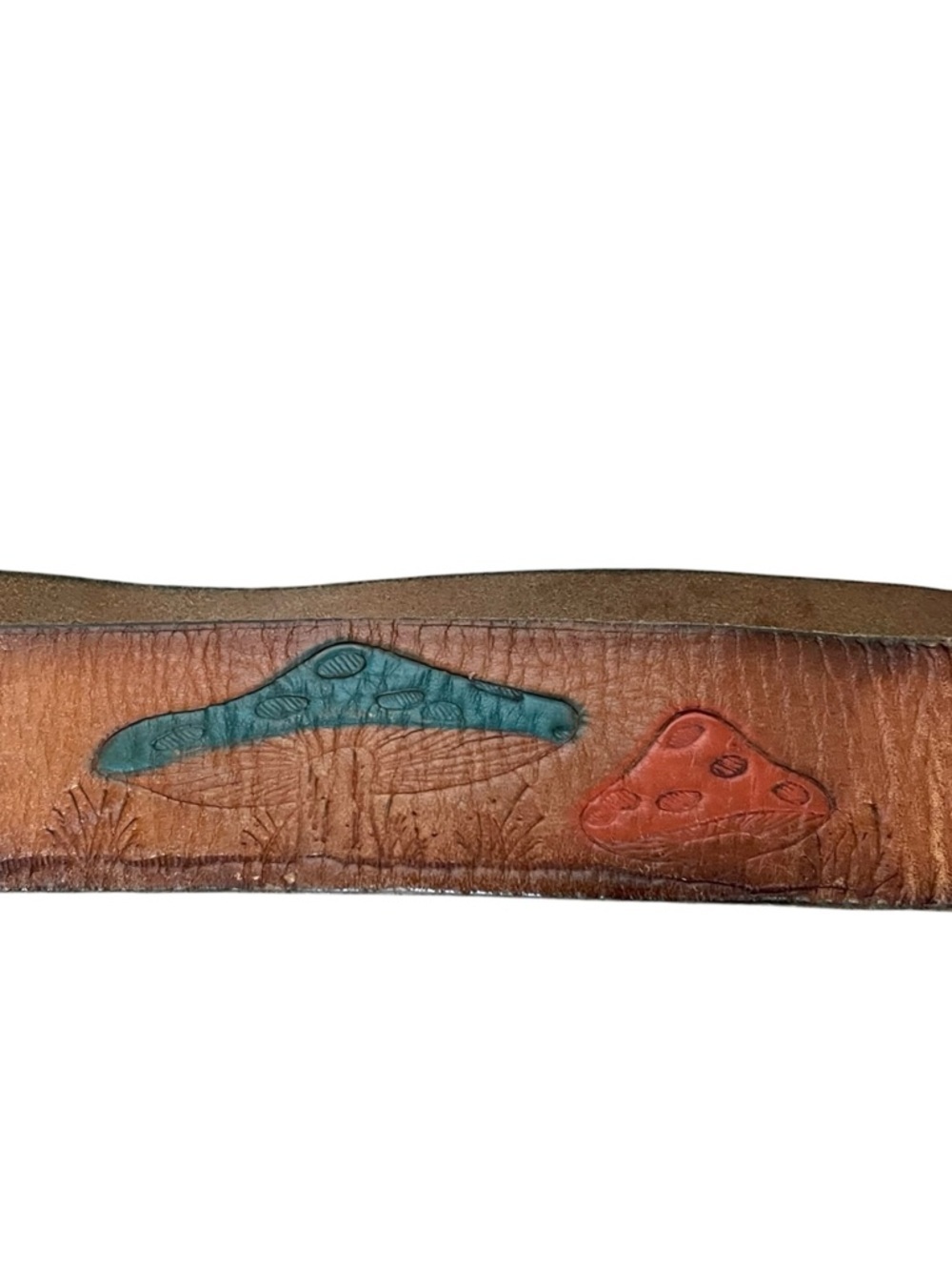 Vintage Lee Brown Leather Belt with Decorative Blue and Orange Accents